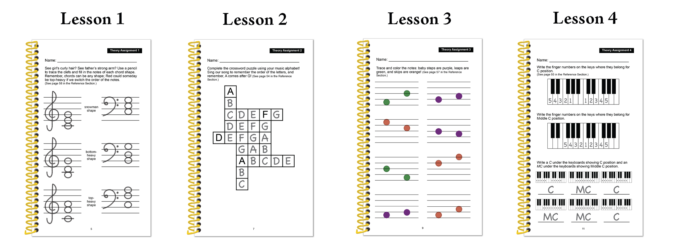 Answers for Lessons 1 through 4 of Yellow Arrows