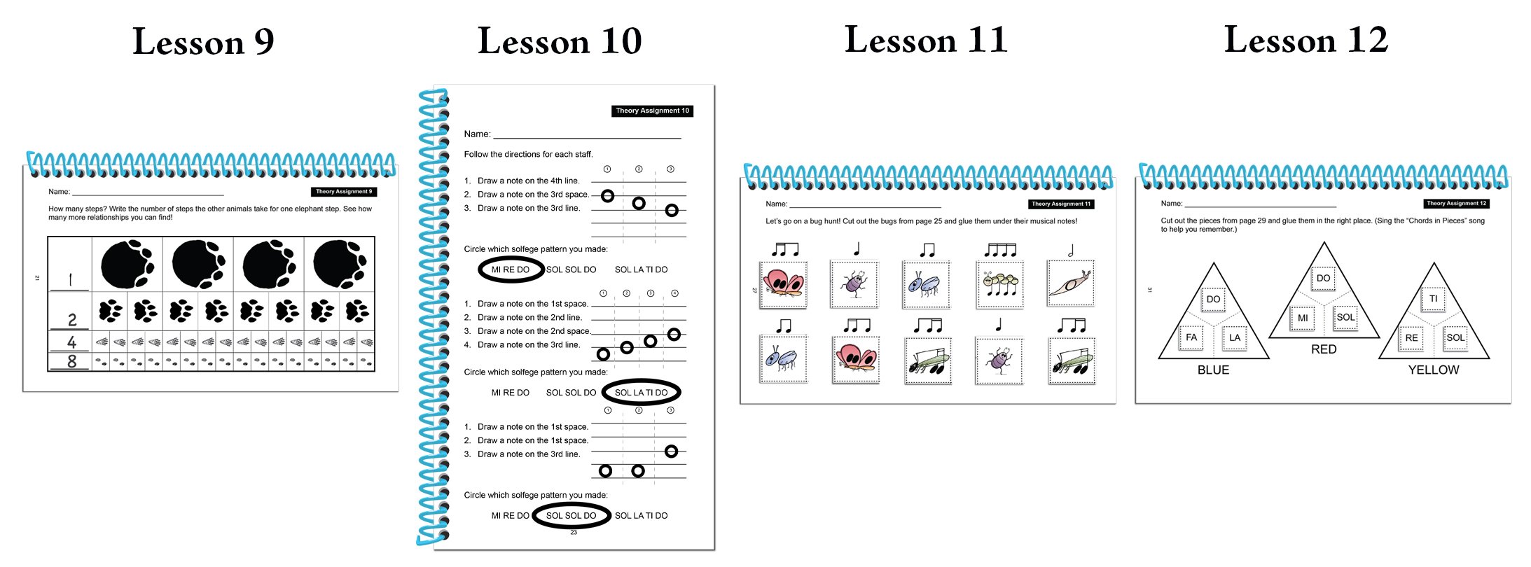 Answers for Lessons 9 through 12 of Blue Bugs