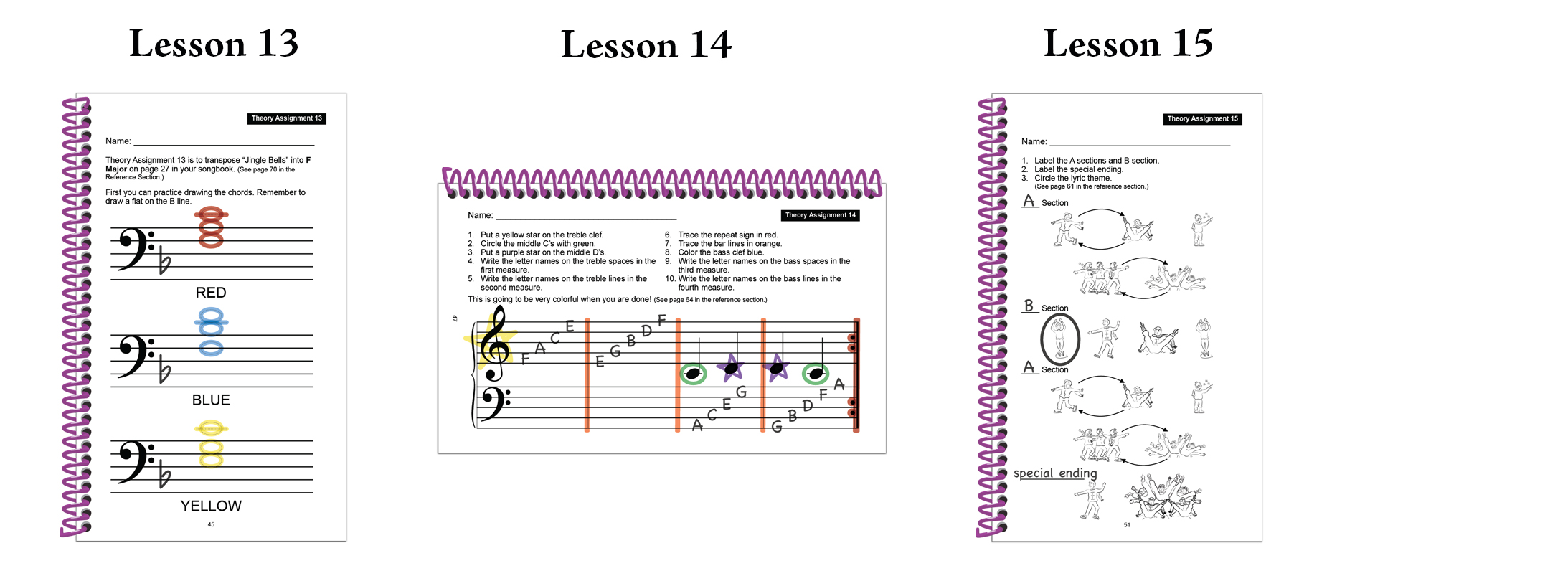 Answers for Lessons 13 through 15 of Purple Magic