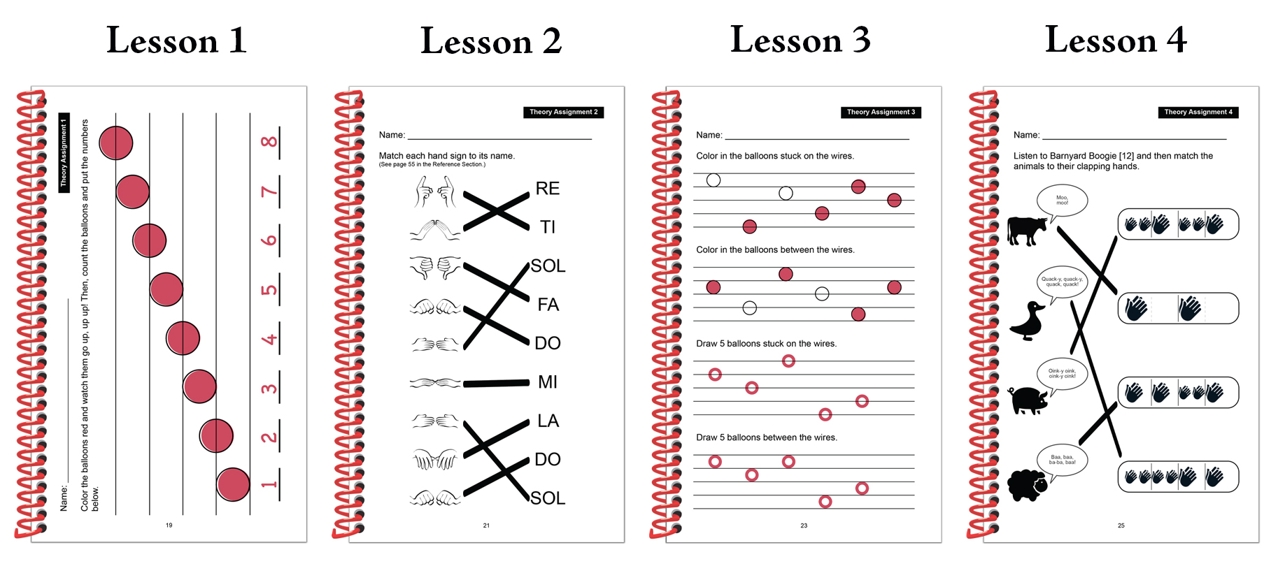 Answers for Lessons 1 through 4 of Red Balloons