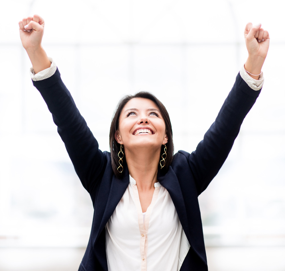 woman feeling success
