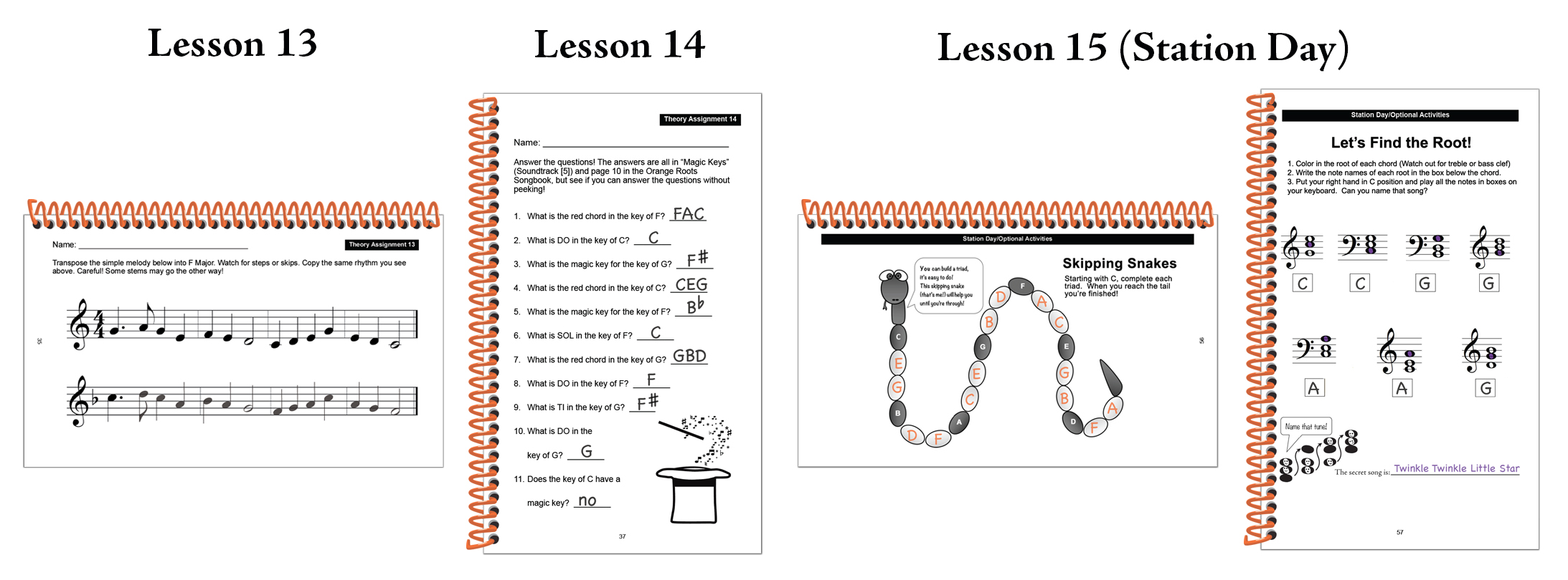 Answers for Lessons 9 through 12 of Orange Roots