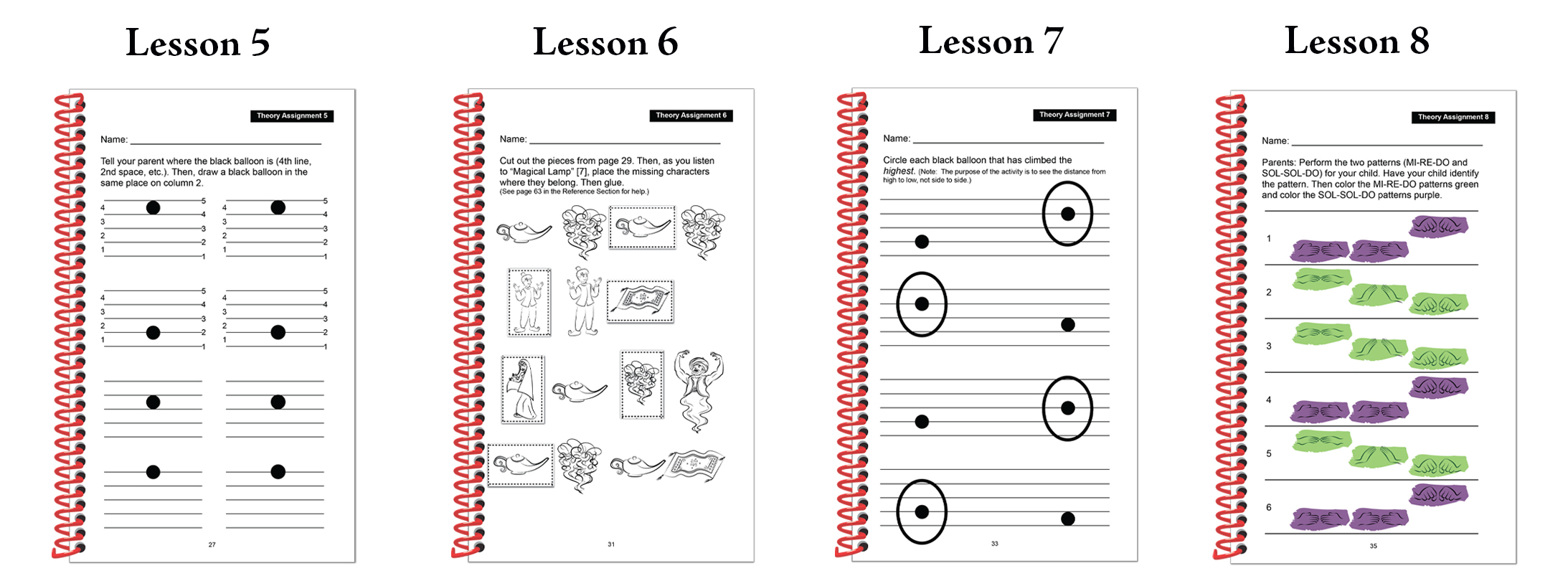 Answers for Lessons 5 through 8 of Red Balloons