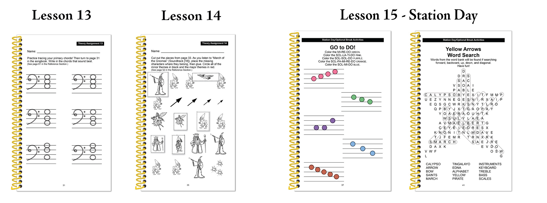 Answers for Lessons 13 through 15 of Yellow Arrows